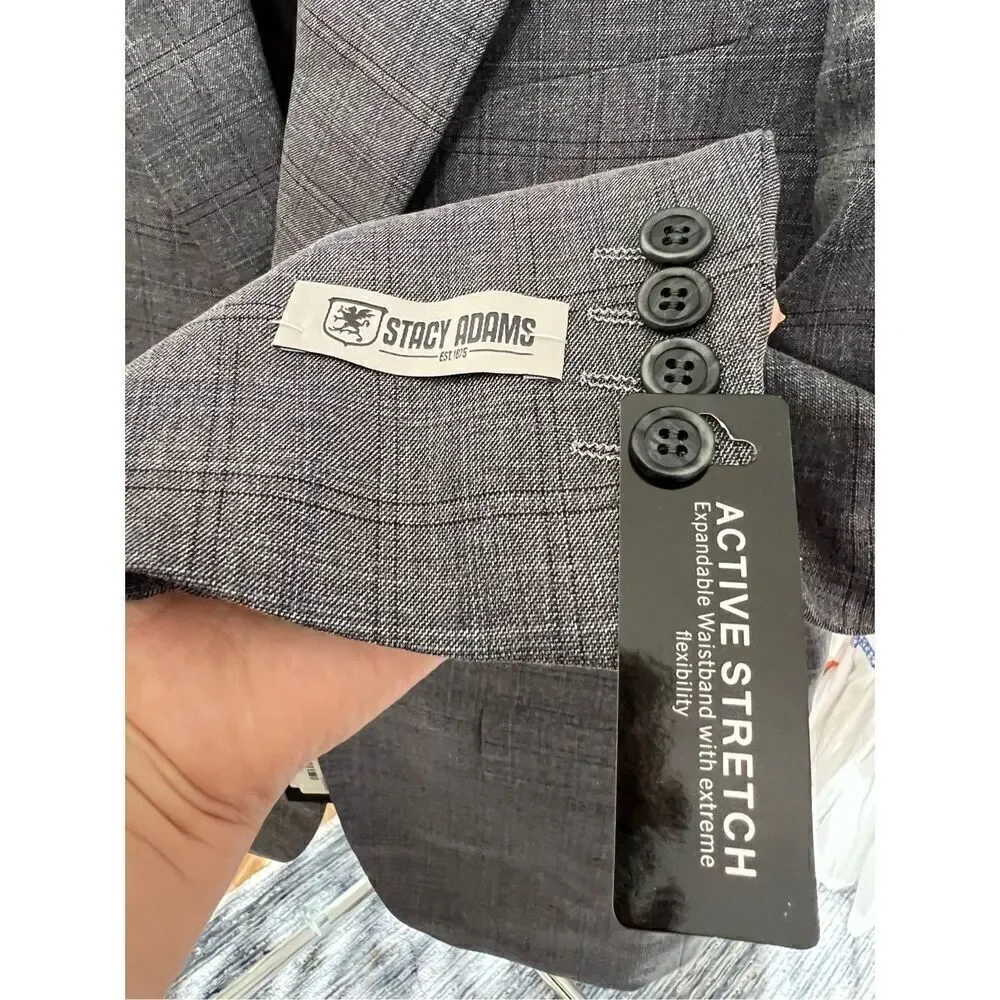 Stacy Adams NWT Men's grey  Single Breasted Suit Jacket Blazer Size 38R